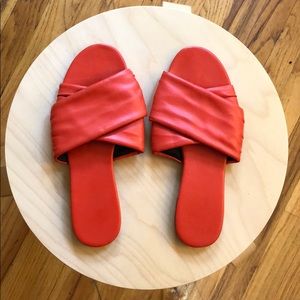 minimal simple leather slides